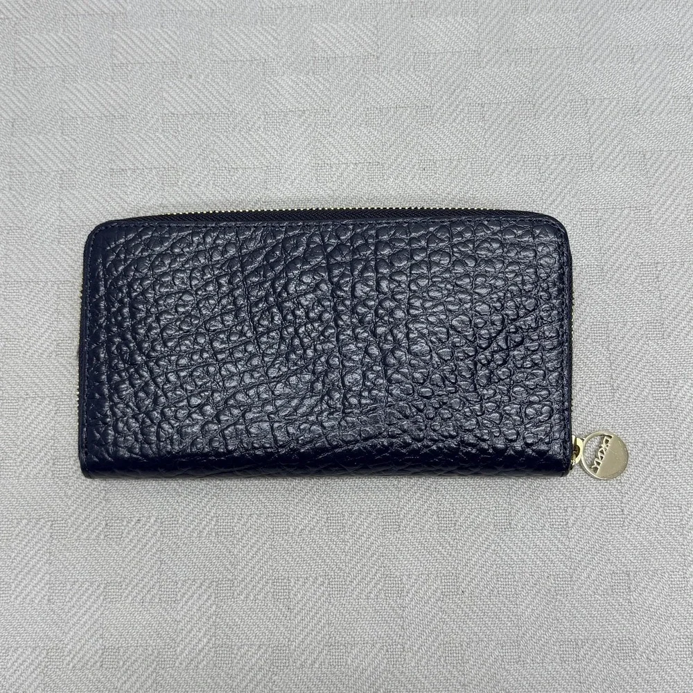 DKNY‎ Wallet Womens One Size Blue Leather Zip Around Logo Credit Card Organizer